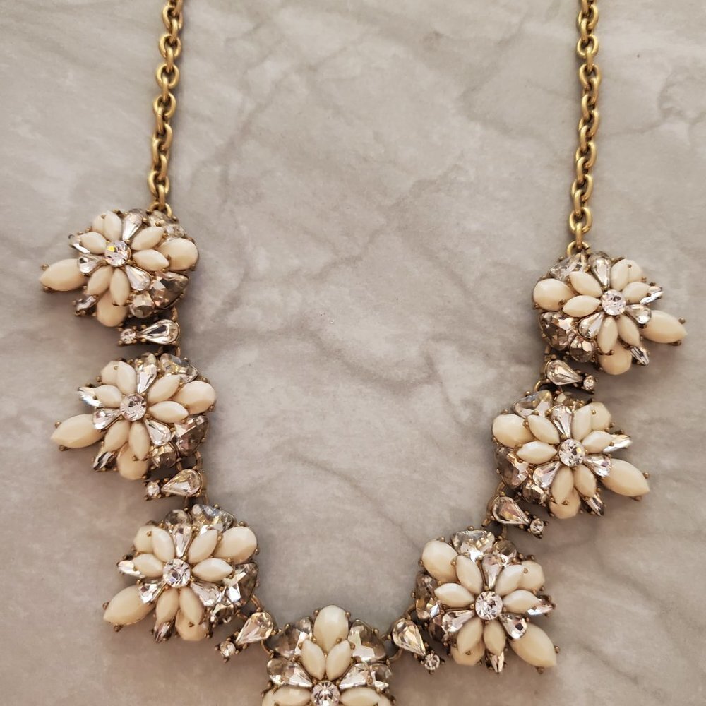 💕 J.Crew Rhinestone Crystal Cluster Stacked Statement Wedding Bridal Necklace - Picture 4 of 16